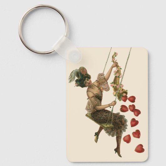 ヴィンテージバレンタインデービクトリアンレディーオンアスイング キーホルダー (正面)