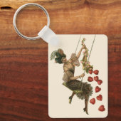 ヴィンテージバレンタインデービクトリアンレディーオンアスイング キーホルダー (正面)