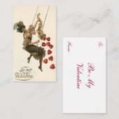 ヴィンテージバレンタインデービクトリアンレディーオンアスイング ノートカード (正面/裏面)