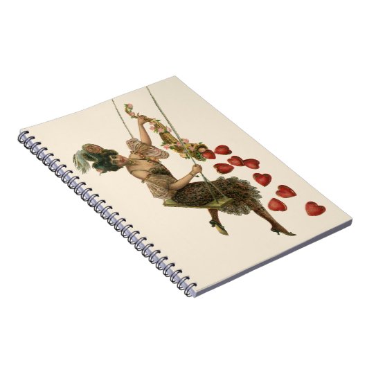 ヴィンテージバレンタインデービクトリアンレディーオンアスイング ノートブック (右側)