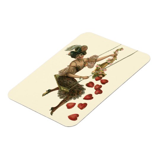 ヴィンテージバレンタインデービクトリアンレディーオンアスイング マグネット (左側)