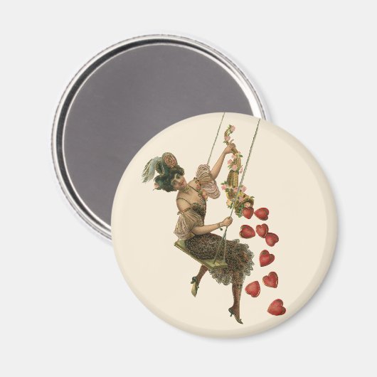 ヴィンテージバレンタインデービクトリアンレディーオンアスイング マグネット (正面/裏面)