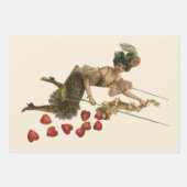 ヴィンテージバレンタインデービクトリアンレディーオンアスイング ラッピングペーパーシート (正面)