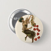 ヴィンテージバレンタインデービクトリアンレディーオンアスイング 缶バッジ (正面&裏面)