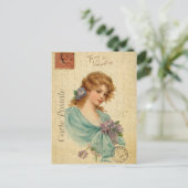 ヴィンテージバレンタインデービクトリアン女性 ポストカード (スタンド正面)