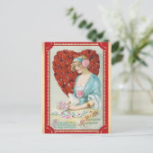 ヴィンテージバレンタインデービクトリアン赤いハート詩 ポストカード (スタンド正面)