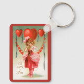 ヴィンテージバレンタインデービクトリアン、ハート付き女の子 キーホルダー (裏面)