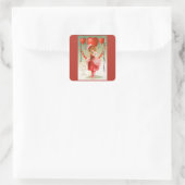 ヴィンテージバレンタインデービクトリアン、ハート付き女の子 スクエアシール (バッグ)