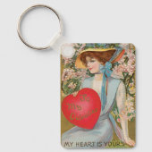 ヴィンテージバレンタインデービクトリアン、ハート付き女性 キーホルダー (正面)