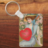 ヴィンテージバレンタインデービクトリアン、ハート付き女性 キーホルダー (正面)