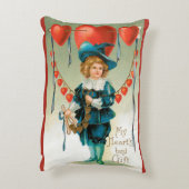 ヴィンテージバレンタインデービクトリアン、ハート付き少年 アクセントクッション (裏面(縦))