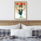 ヴィンテージバレンタインデービクトリアン、ハート付き少年 キャンバスプリント (インサイチュ (寝室))