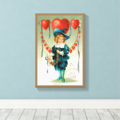 ヴィンテージバレンタインデービクトリアン、ハート付き少年 キャンバスプリント (インサイチュ (ウッドフロア))