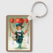 ヴィンテージバレンタインデービクトリアン、ハート付き少年 キーホルダー (裏面)