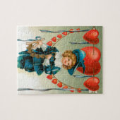 ヴィンテージバレンタインデービクトリアン、ハート付き少年 ジグソーパズル (横)