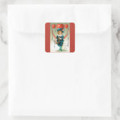 ヴィンテージバレンタインデービクトリアン、ハート付き少年 スクエアシール (バッグ)