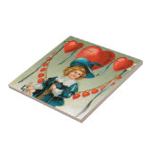 ヴィンテージバレンタインデービクトリアン、ハート付き少年 タイル (側面)