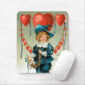 ヴィンテージバレンタインデービクトリアン、ハート付き少年 マウスパッド (マウス)