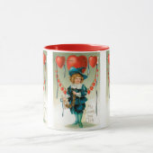 ヴィンテージバレンタインデービクトリアン、ハート付き少年 マグカップ (中央)