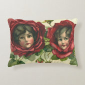 ヴィンテージバレンタインデービクトリアン、顔バラ アクセントクッション (正面)