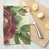 ヴィンテージバレンタインデービクトリアン、顔バラ キッチンタオル (四つ折り)