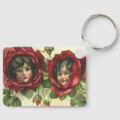 ヴィンテージバレンタインデービクトリアン、顔バラ キーホルダー (正面)