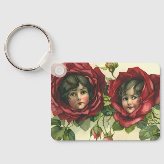 ヴィンテージバレンタインデービクトリアン、顔バラ キーホルダー (裏面)