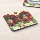 ヴィンテージバレンタインデービクトリアン、顔バラ コースター (左側)