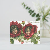 ヴィンテージバレンタインデービクトリアン、顔バラ シーズンポストカード (スタンド正面)