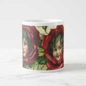 ヴィンテージバレンタインデービクトリアン、顔バラ ジャンボコーヒーマグカップ (正面)