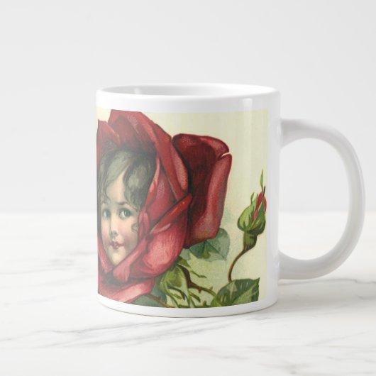 ヴィンテージバレンタインデービクトリアン、顔バラ ジャンボコーヒーマグカップ (右)