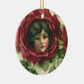 ヴィンテージバレンタインデービクトリアン、顔バラ セラミックオーナメント (右)