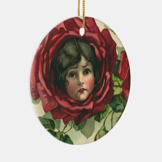 ヴィンテージバレンタインデービクトリアン、顔バラ セラミックオーナメント (右)