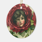 ヴィンテージバレンタインデービクトリアン、顔バラ セラミックオーナメント (左)