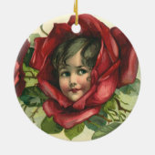 ヴィンテージバレンタインデービクトリアン、顔バラ セラミックオーナメント (裏面)