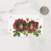 ヴィンテージバレンタインデービクトリアン、顔バラ ノートカード (正面/裏面インサイチュ)