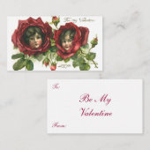 ヴィンテージバレンタインデービクトリアン、顔バラ ノートカード (正面/裏面)