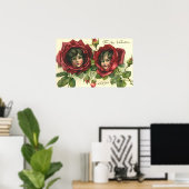 ヴィンテージバレンタインデービクトリアン、顔バラ ポスター (ホームオフィス)