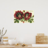 ヴィンテージバレンタインデービクトリアン、顔バラ ポスター (キッチン)