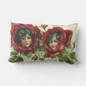 ヴィンテージバレンタインデービクトリアン、顔バラ ランバークッション (裏面)