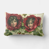 ヴィンテージバレンタインデービクトリアン、顔バラ ランバークッション (正面)