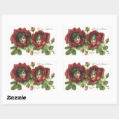 ヴィンテージバレンタインデービクトリアン、顔バラ 長方形シール (シート)