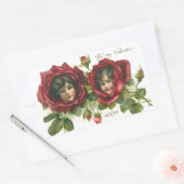 ヴィンテージバレンタインデービクトリアン、顔バラ 長方形シール (封筒)
