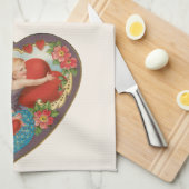 ヴィンテージバレンタインデービクトリアンCherubハート キッチンタオル (四つ折り)