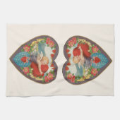 ヴィンテージバレンタインデービクトリアンCherubハート キッチンタオル (横)