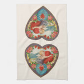 ヴィンテージバレンタインデービクトリアンCherubハート キッチンタオル (縦)