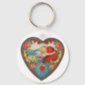 ヴィンテージバレンタインデービクトリアンCherubハート キーホルダー (正面)