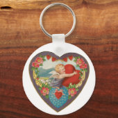 ヴィンテージバレンタインデービクトリアンCherubハート キーホルダー (正面)
