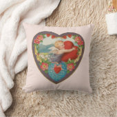 ヴィンテージバレンタインデービクトリアンCherubハート クッション (ブランケット)