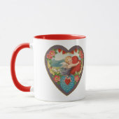 ヴィンテージバレンタインデービクトリアンCherubハート マグカップ (左)